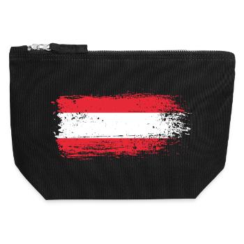 Austrian Brushstroke Flag - Canvas Zip Pouch 12 x 13 cm - black - Front
