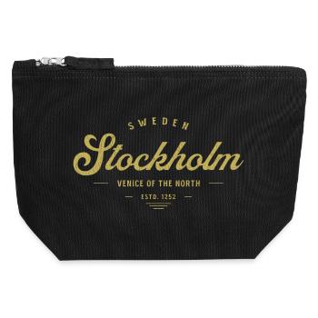 Stockholm Vintage Gold Logo - Canvas Reißverschluss-Täschchen (12 x 13 cm) - Schwarz - Vorne
