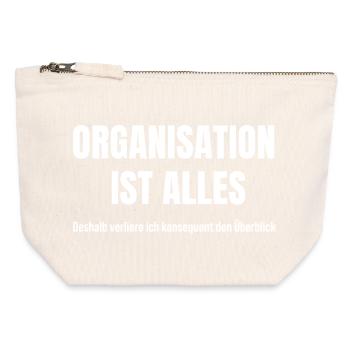 Organisation ist mein heimliches Chaos-System - Canvas Reißverschluss-Täschchen (12 x 13 cm) - Naturweiß - Vorne