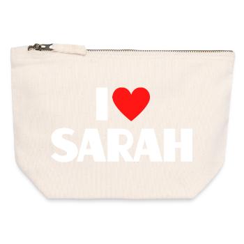 I love Sarah Rotes Herz Romantischer Name Fan - Canvas Reißverschluss-Täschchen (12 x 13 cm) - Naturweiß - Vorne