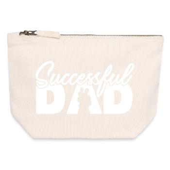Successful Dad Silhouette Bold Typography Art - Canvas Zip Pouch 12 x 13 cm - nature - Front
