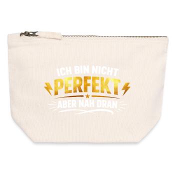Nicht perfekt, aber nah dran – Goldschrift - Canvas Reißverschluss-Täschchen (12 x 13 cm) - Naturweiß - Vorne