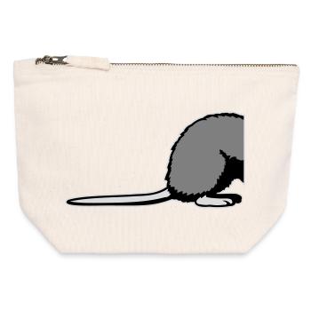 Ratte Rückseite Halb Lustig Schwanz Nagetier Tier - Canvas Reißverschluss-Täschchen (12 x 13 cm) - Naturweiß - Vorne