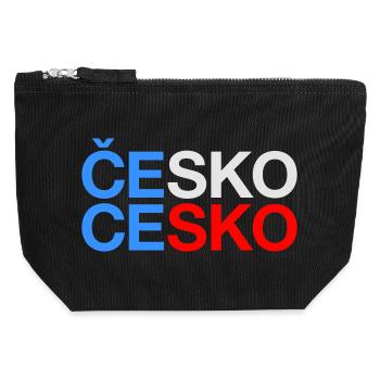 Czech Republic Tschechien Tschechische Flagge - Canvas Reißverschluss-Täschchen (12 x 13 cm) - Schwarz - Vorne