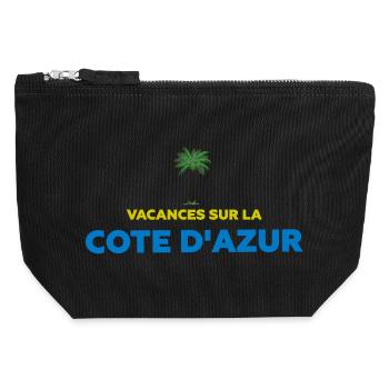 Vacances sur la côte d'azur - Pochette zippée en toile 12 x 13 cm - noir - Devant