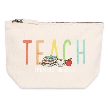 Teacher Women Teach Them to Be Kind Teach Kindness - Canvas Zip Pouch 12 x 13 cm - nature - Front