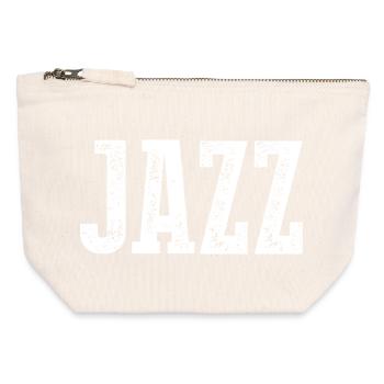 T-shirt de typographie en détresse jazz - Pochette zippée en toile 12 x 13 cm - blanc naturel - Devant