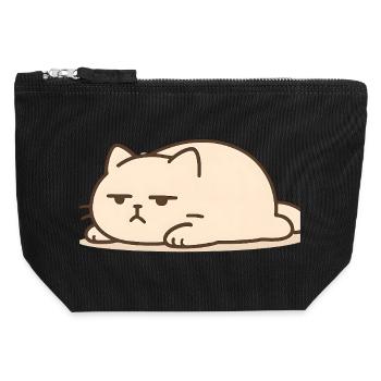 Schlafende Katze im Kawaii Stil - Canvas Reißverschluss-Täschchen (12 x 13 cm) - Schwarz - Vorne