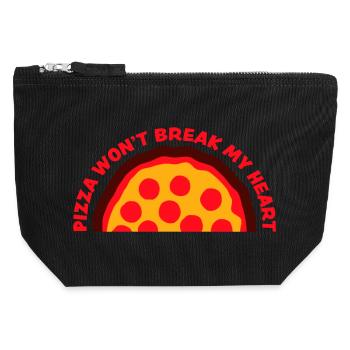 La pizza ne me brisera pas le cœur La nourriture aime l’humour - Pochette zippée en toile 12 x 13 cm - noir - Devant