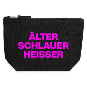 ÄLTER SCHLAUER HEISSER, GESCHENK GEBURTSTAG HOT - Canvas Reißverschluss-Täschchen (12 x 13 cm) - Schwarz - Vorne