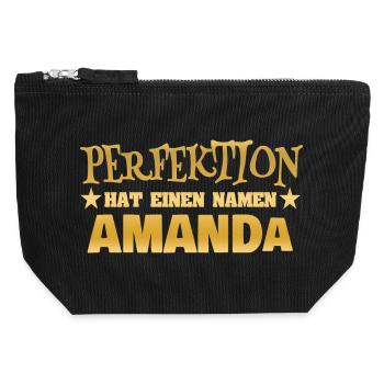 Amanda comme nom de femme - Pochette zippée en toile 12 x 13 cm - noir - Devant