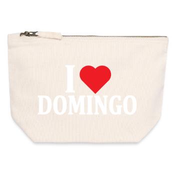 t-shirt J’adore Domingo t-shirt idée cadeau - Pochette zippée en toile 12 x 13 cm - blanc naturel - Devant