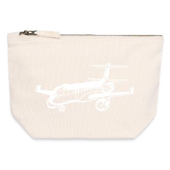 Flugzeug Zeichnung - Canvas Reißverschluss-Täschchen (12 x 13 cm) - Naturweiß - Vorne