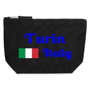 Turin, Italy - Stylish prints - Canvas Zip Pouch 12 x 13 cm - black - Front