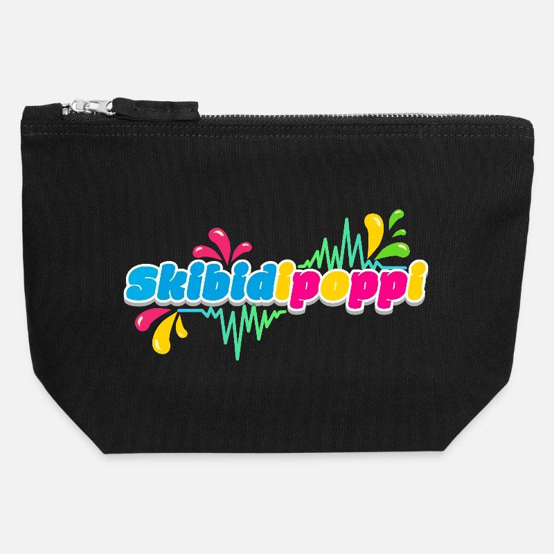 Skibidipoppi - Canvas Zip Pouch 12 x 13 cm - black