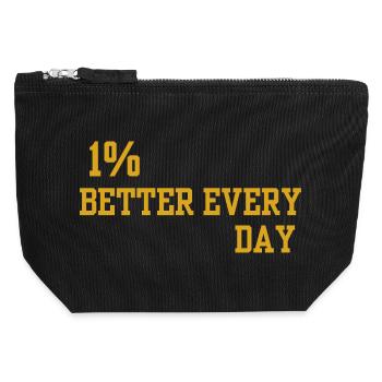 1% Daily Improvement Motto - Canvas Zip Pouch 12 x 13 cm - black - Front