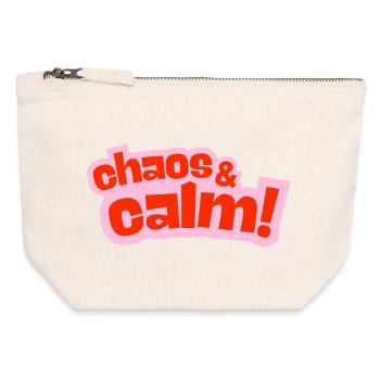 Chaos & Calme : Design de contraste - Pochette zippée en toile 12 x 13 cm - blanc naturel - Devant