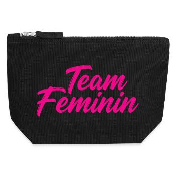 Team Feminin – Pink Girl Power Statement Design - Canvas Reißverschluss-Täschchen (12 x 13 cm) - Schwarz - Vorne