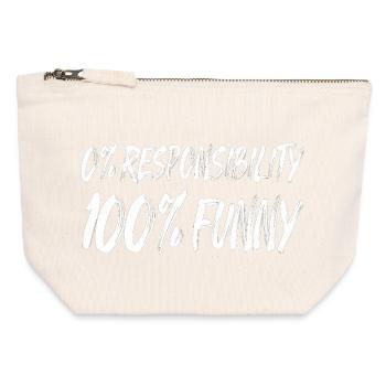 0 % Responsabilité 100 % Drôle - Pochette zippée en toile 12 x 13 cm - blanc naturel - Devant