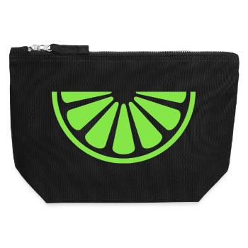 Tranche de citron vert - Pochette zippée en toile 12 x 13 cm - noir - Devant