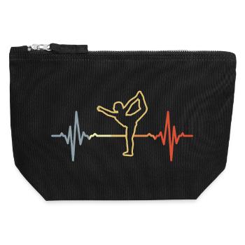 Yoga Heartbeat Look rétro - Pochette zippée en toile 12 x 13 cm - noir - Devant