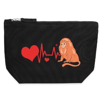 Tamarin Monkey Monkey Monkey Monkey Face - Canvas Zip Pouch 12 x 13 cm - black - Front