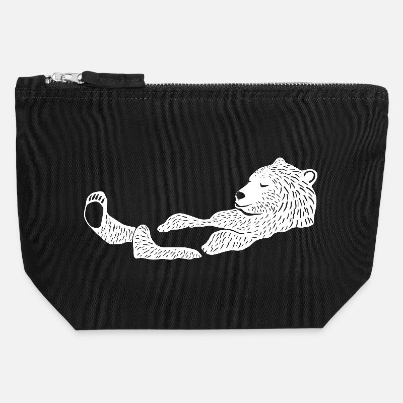 Eisbär, der Schwimmer - Canvas Reißverschluss-Täschchen (12 x 13 cm) - Schwarz