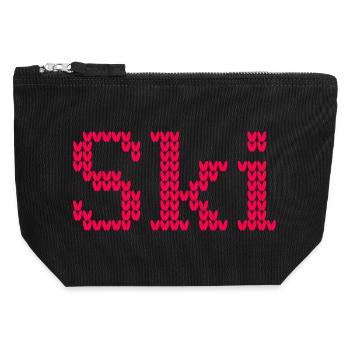 Ski Knitwear Winter Ski Holiday Pattern Alps Snow - Canvas Zip Pouch 12 x 13 cm - black - Front
