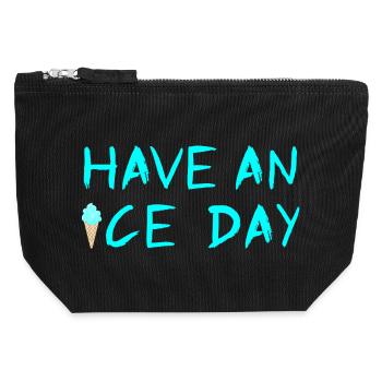 Eis Eiscreme coole Sprüche Sommerzeit Fan - Canvas Reißverschluss-Täschchen (12 x 13 cm) - Schwarz - Vorne