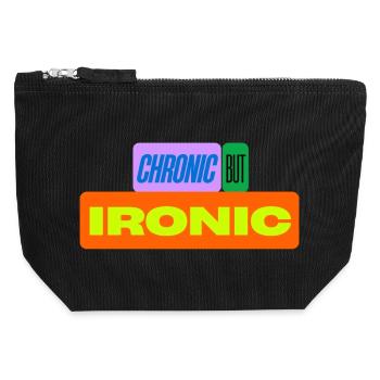 Chronique mais ironique - Pochette zippée en toile 12 x 13 cm - noir - Devant