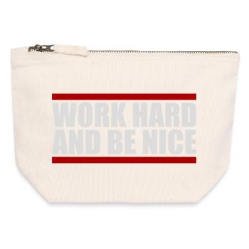 Work Hard Be Nice Motivation Positive Spirit Quote - Canvas Zip Pouch 12 x 13 cm - nature - Front