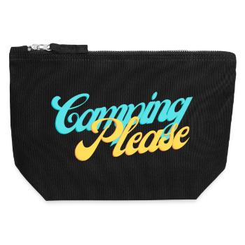 Camping Please Retro Script - Canvas Reißverschluss-Täschchen (12 x 13 cm) - Schwarz - Vorne