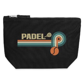 Retro padel for sports fans - Canvas Zip Pouch 12 x 13 cm - black - Front