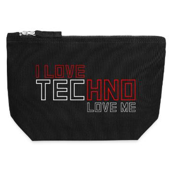 I Love Techno - Canvas Reißverschluss-Täschchen (12 x 13 cm) - Schwarz - Vorne