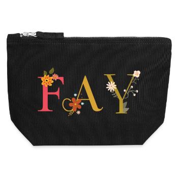 FAY name decorated with flowers - Canvas Zip Pouch 12 x 13 cm - black - Front