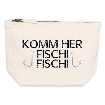 VENEZ ICI FISCHI FISCHI - Pochette zippée en toile 12 x 13 cm - blanc naturel - Devant
