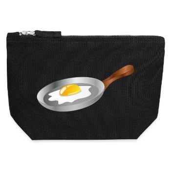 Spiegelei in Pfanne – Frühstück mit Retro-Charme - Canvas Reißverschluss-Täschchen (12 x 13 cm) - Schwarz - Vorne