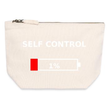 SELF CONTROL – 1% Battery Low - Canvas Zip Pouch 12 x 13 cm - nature - Front