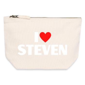 I love Steven Rotes Herz Romantischer Name Fan - Canvas Reißverschluss-Täschchen (12 x 13 cm) - Naturweiß - Vorne