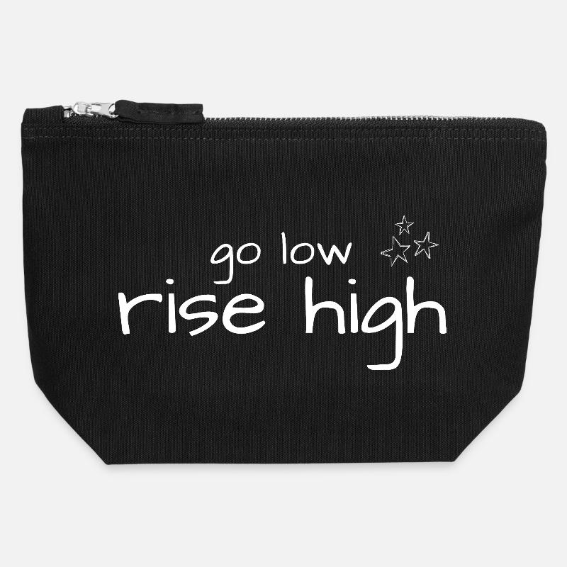 Go Low. Rise High. kein Spruch, dein Mantra - Canvas Reißverschluss-Täschchen (12 x 13 cm) - Schwarz