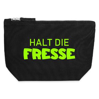 Halt die Fresse - Cooler Spruch - Canvas Reißverschluss-Täschchen (12 x 13 cm) - Schwarz - Vorne
