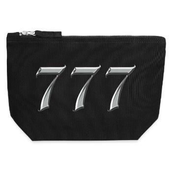 Angel Number 777 Luck - Canvas Zip Pouch 12 x 13 cm - black - Front