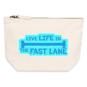 Life In The Fast Lane Schwimmer Lustig Pool Spruch - Canvas Reißverschluss-Täschchen (12 x 13 cm) - Naturweiß - Vorne
