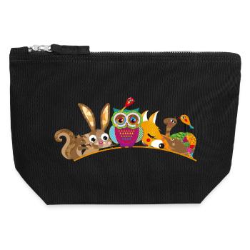 eight forest animals - Canvas Zip Pouch 12 x 13 cm - black - Front