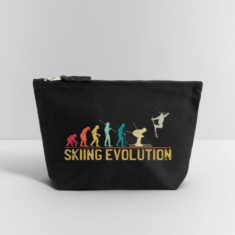 Skiing Evolution: From First Steps to Freestyle Canvas Zip Pouch 12 x 13 cm