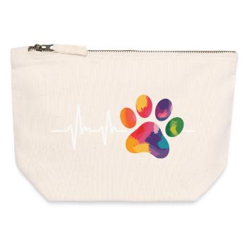 Hundepfote Herzschlag Hundebesitzer - Canvas Reißverschluss-Täschchen (12 x 13 cm) - Naturweiß - Vorne