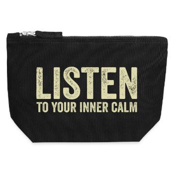 Listen to your inner calm - Canvas Zip Pouch 12 x 13 cm - black - Front