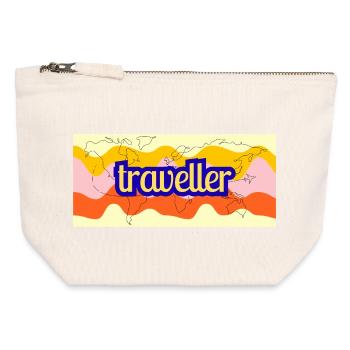 Ruban de carte du monde du voyageur - Pochette zippée en toile 12 x 13 cm - blanc naturel - Devant