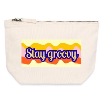 Stay Groovy Retro Wellen Design - Canvas Reißverschluss-Täschchen (12 x 13 cm) - Naturweiß - Vorne