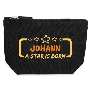 Cadeau pour Johann - Pochette zippée en toile 12 x 13 cm - noir - Devant